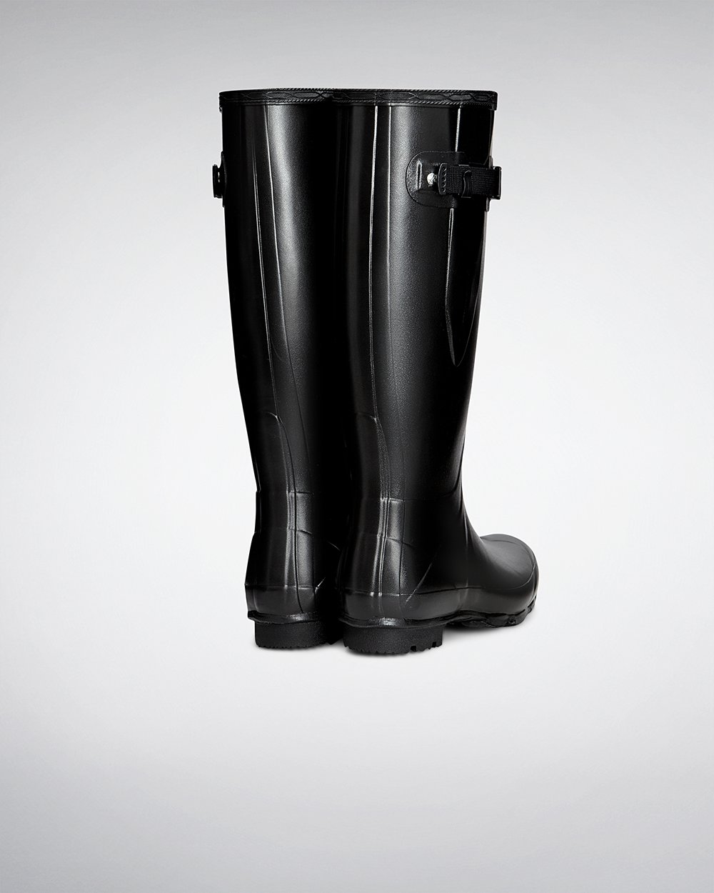 Womens Tall Rain Boots - Hunter Norris Field Side Adjustable (83FBEUDIV) - Black